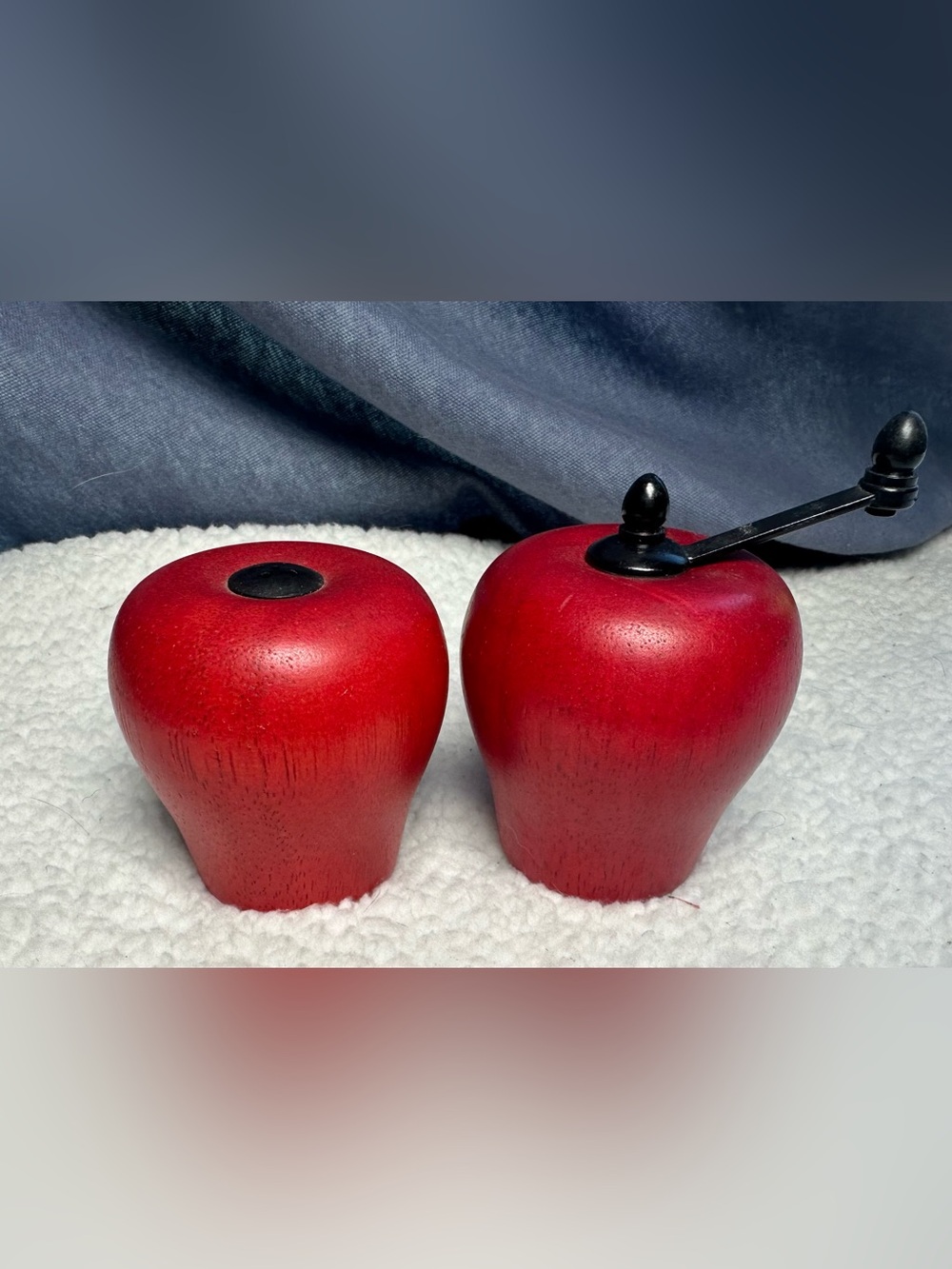Vintage Red Wood  Apple-Shaped Salt Shaker and Pepper Mill - Home Accents